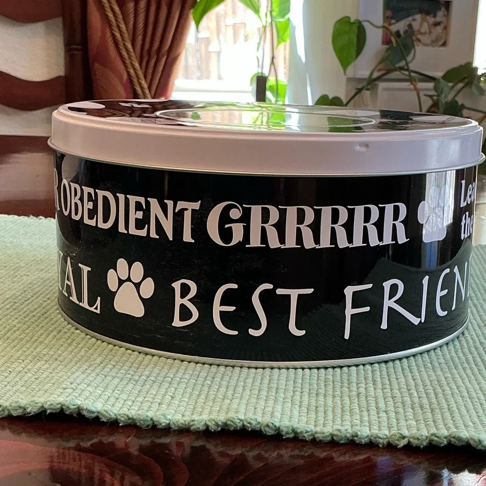 Black and White Dog Treat Tin